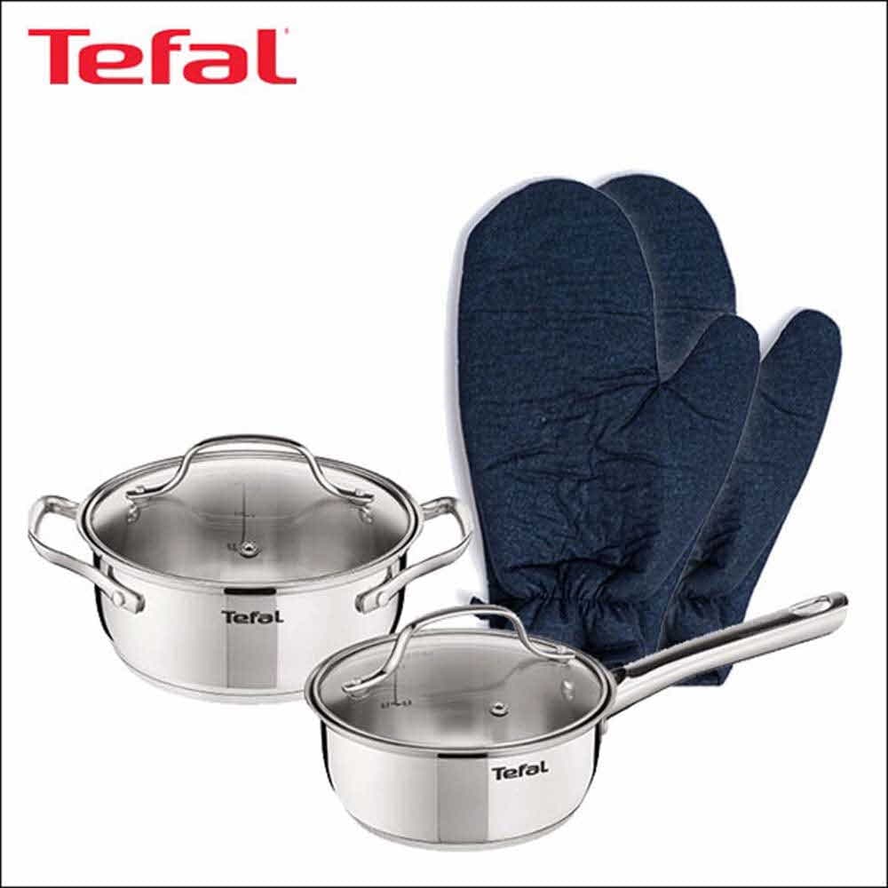 테팔 인덕션 스텐 냄비 스페셜 2종세트 편수16cm+양수18cm+멀티 글러브 2P TFC-LES6P8MG2