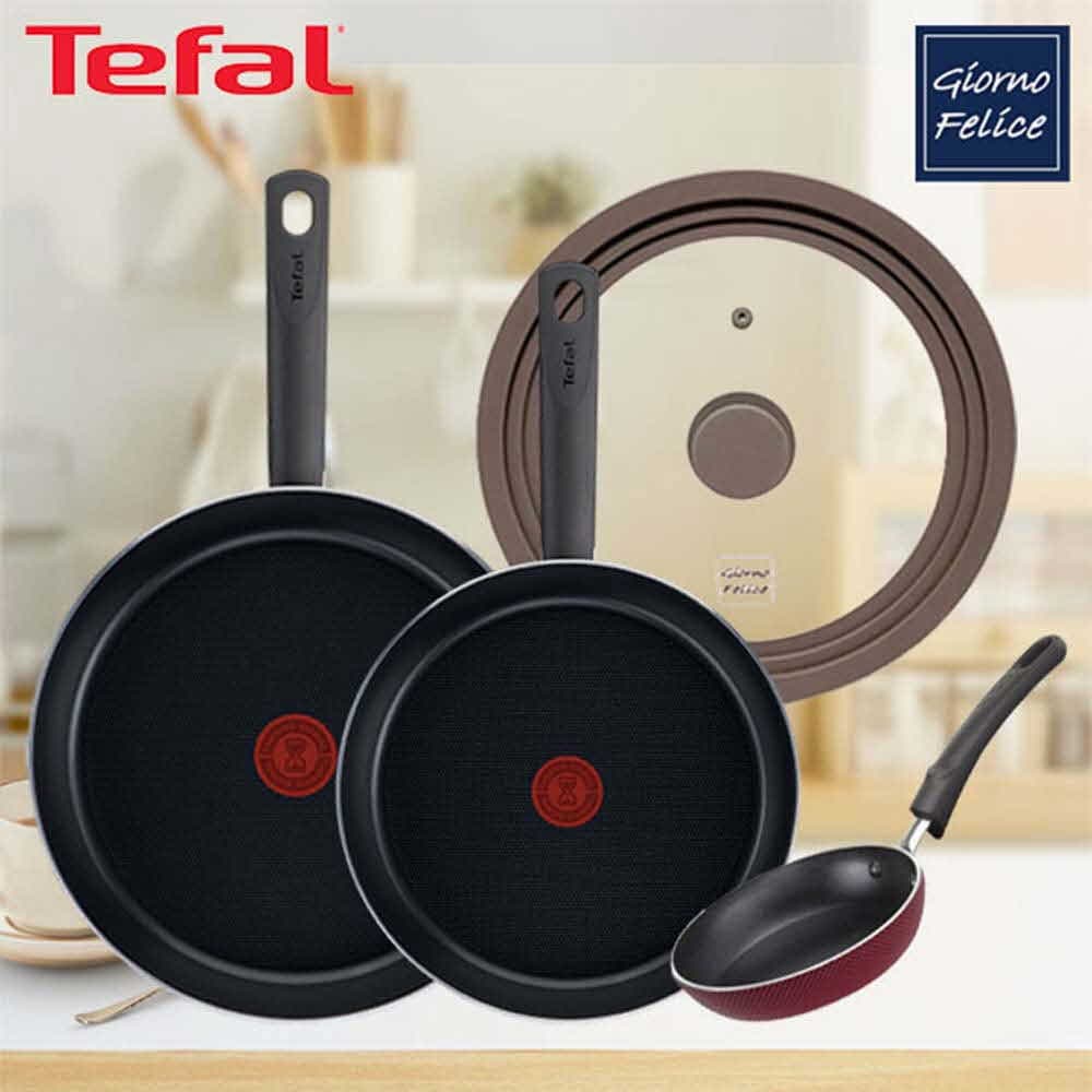 테팔 초코브라우니 프라이팬 24cm+G6 드레스 블루 프라이팬 28cm+미니에그팬 12cm+죠르노펠리체 실리콘 멀티 유리 뚜껑 M TFC-CB4DB8EP12SMCM