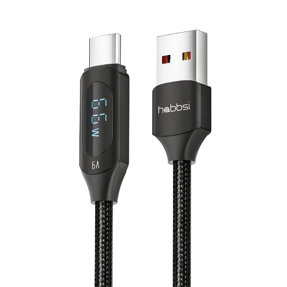 햅시 USB A to C 66W PD 초고속충전 LED 디스플레이 데이터 케이블 YMAC066W-1 (1.2m)