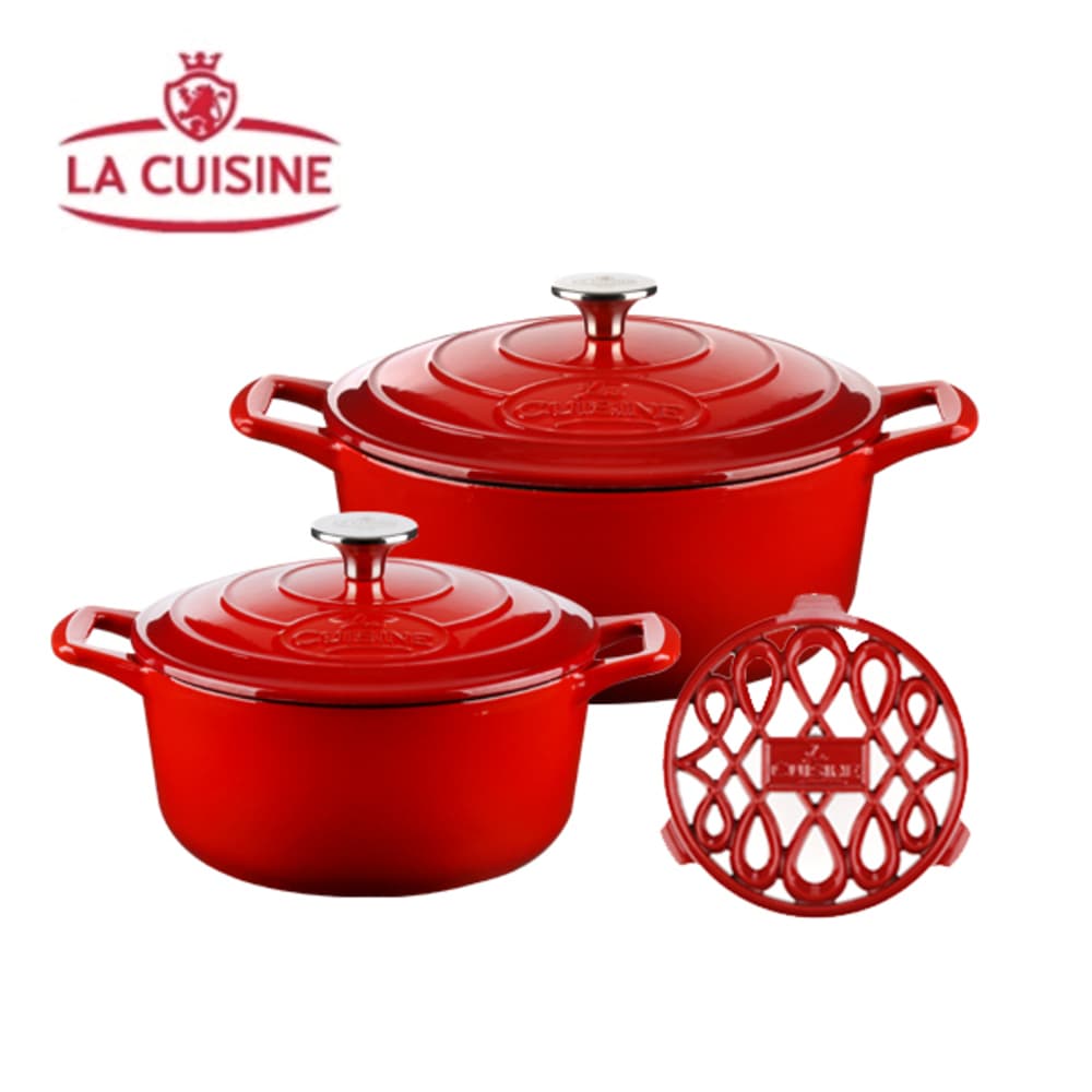 [La Cuisine] 라퀴진 주물냄비 20cm + 주물냄비 24cm + 주물받침대 18cm