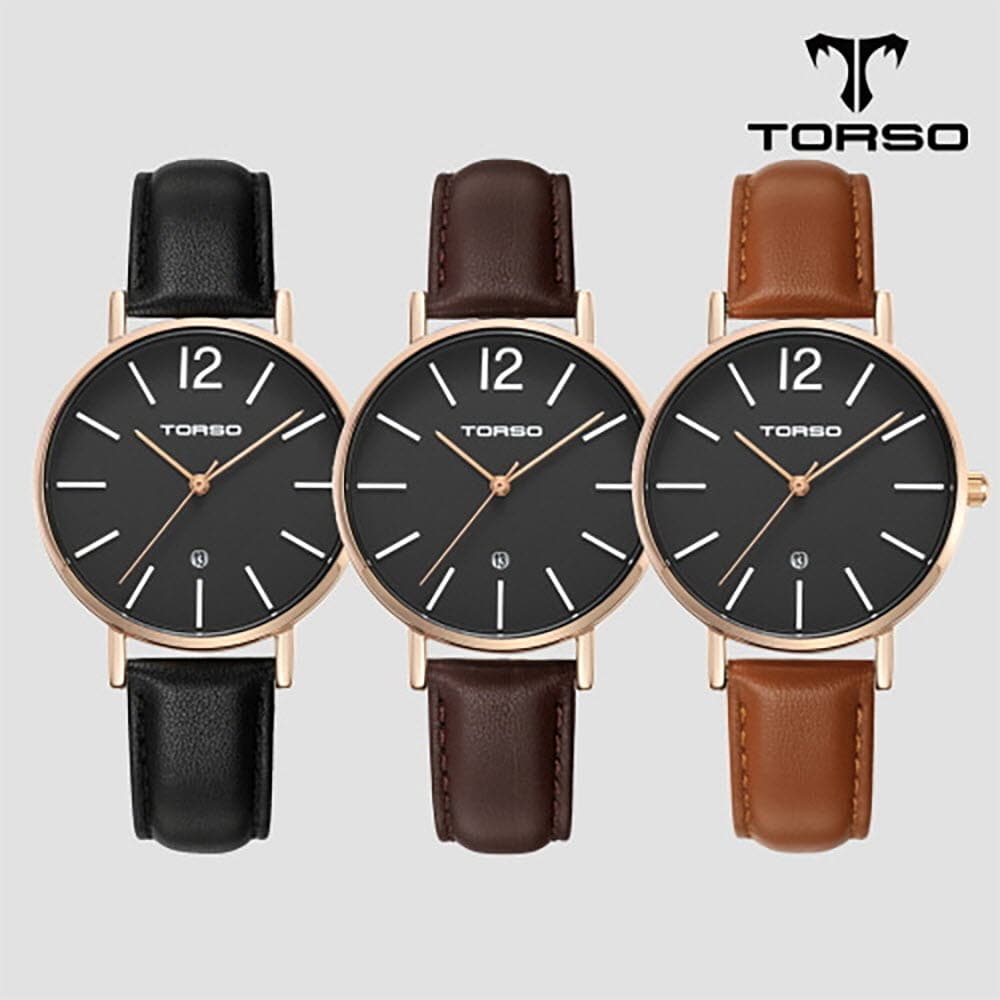 토르소 도로스 데이트 워치 여성 가죽 밴드 시계 T101F-RB-L(색상 택1)