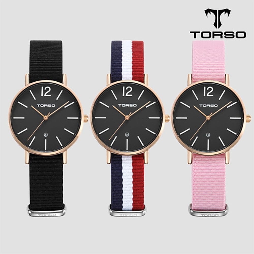 토르소 도로스 데이트 워치 여성 나토 밴드 시계 T101F-RB-N(색상 택1)