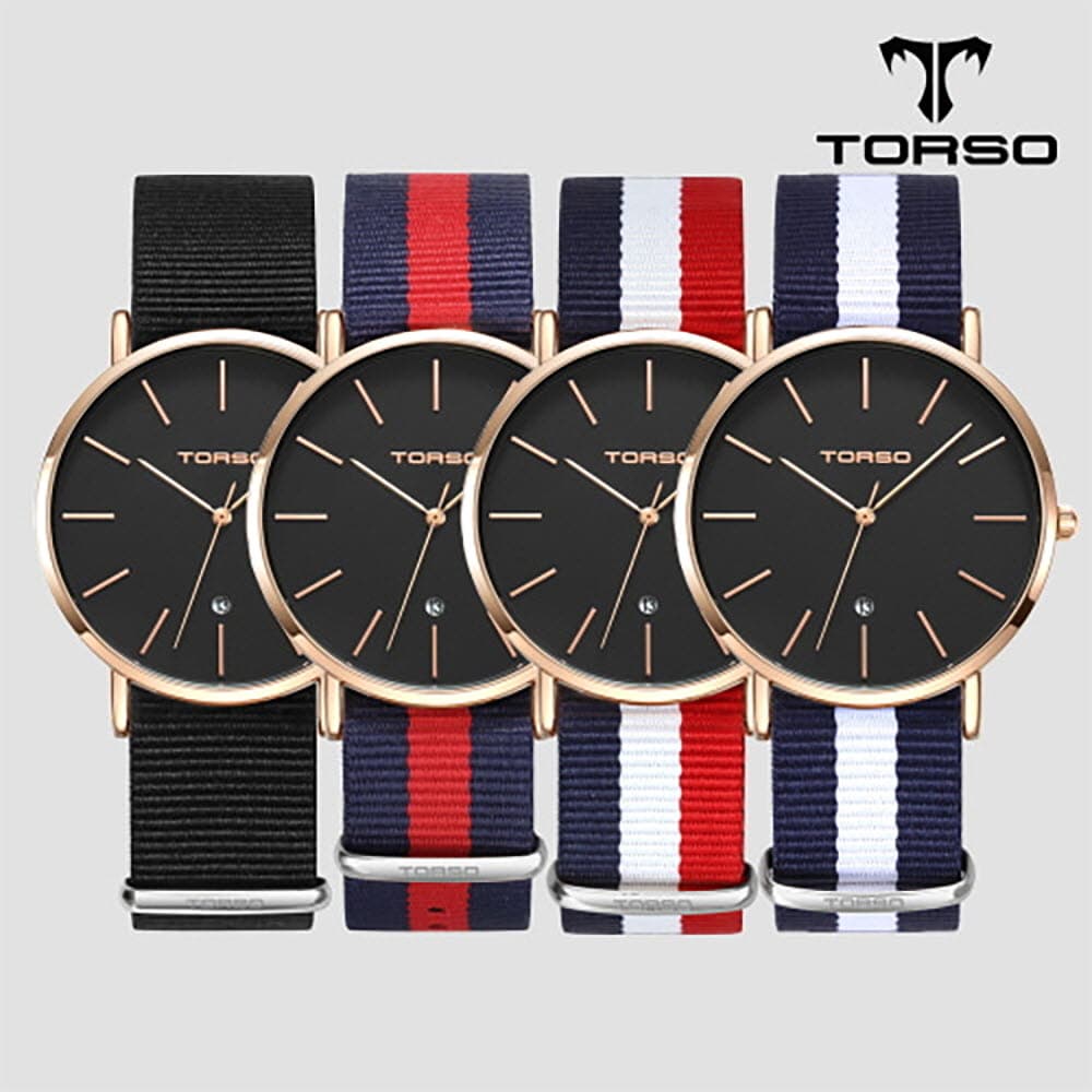 토르소 카리아 데이트 워치 남성 나토 밴드 시계 T102M-RB-N(색상 택1)