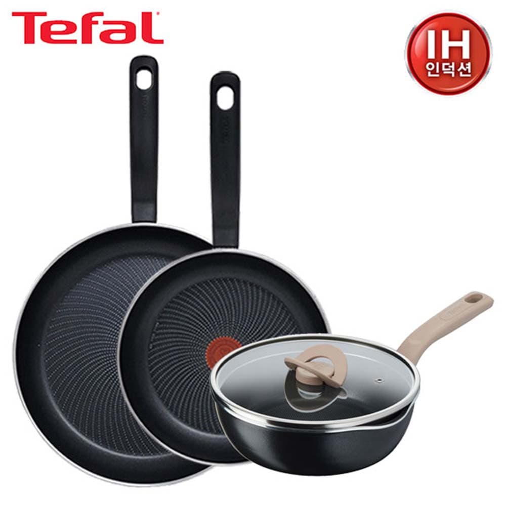 테팔 퍼펙트 쿠킹 다크 인덕션 프라이팬 24cm+30cm+G6 원픽 냄비팬 22cm(블랙) TFC-PC430OP2BL