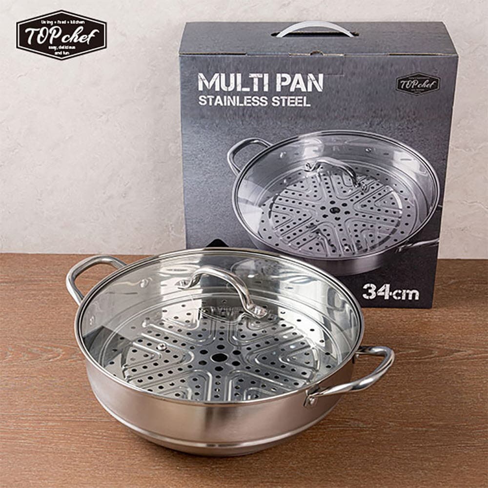 탑셰프 스텐멀티팬찜기34cm(인덕션겸용)