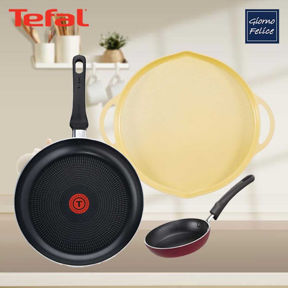 테팔 드레스블루 티타늄 프라이팬 28cm+미니팬 12cm+죠르노펠리체 인덕션 멀티 그리들 34cm 옐로 TFC-DB8EP12IGY