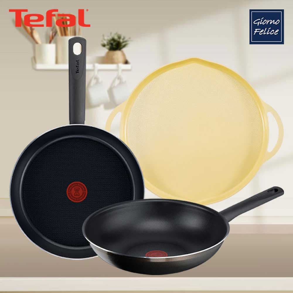 테팔 초코브라우니 티타늄 프라이팬 30cm+멀티팬 28cm+죠르노펠리체 인덕션 멀티 그리들 34cm 옐로 TFC-CB30WIGY