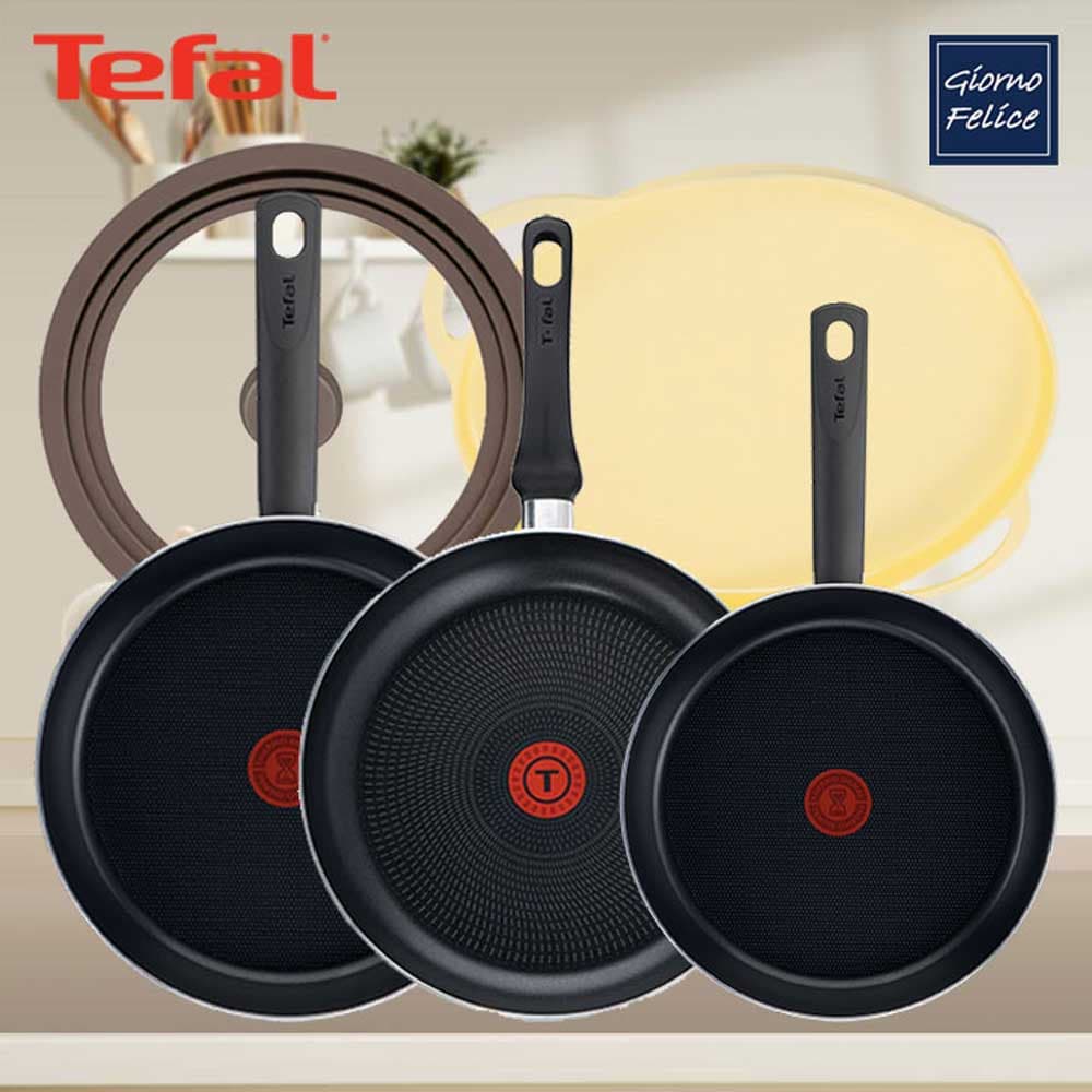 테팔 초코브라우니 티타늄 프라이팬 24cm+30cm+드레스블루 티타늄 프라이팬 28cm+죠르노펠리체 인덕션 멀티 그리들 34cm 옐로+실리콘 멀티 유리 뚜껑 M TFC-CB430DB8IGYSMCM