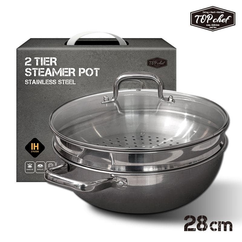 탑셰프 스텐2단찜기28cm(인덕션겸용)