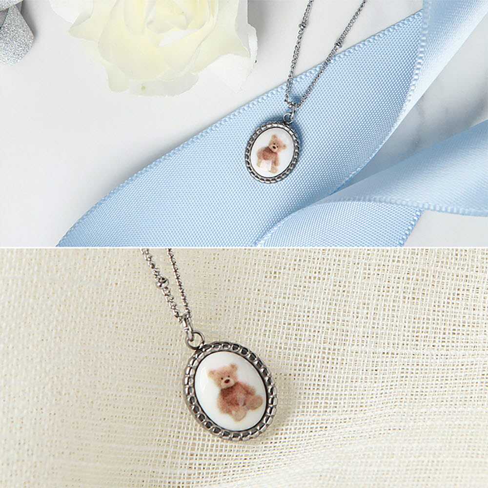 스톤제라 주얼리 인형곰 써지컬 스틸 목걸이 SZ9025-WT 상세이미지