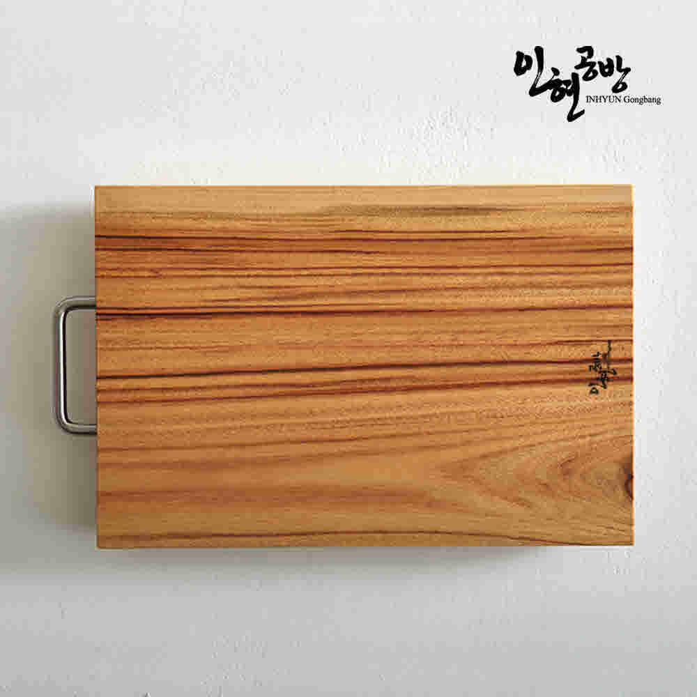 인현공방 호주산 캄포나무 손잡이 도마 L(400*270*28) 상세이미지