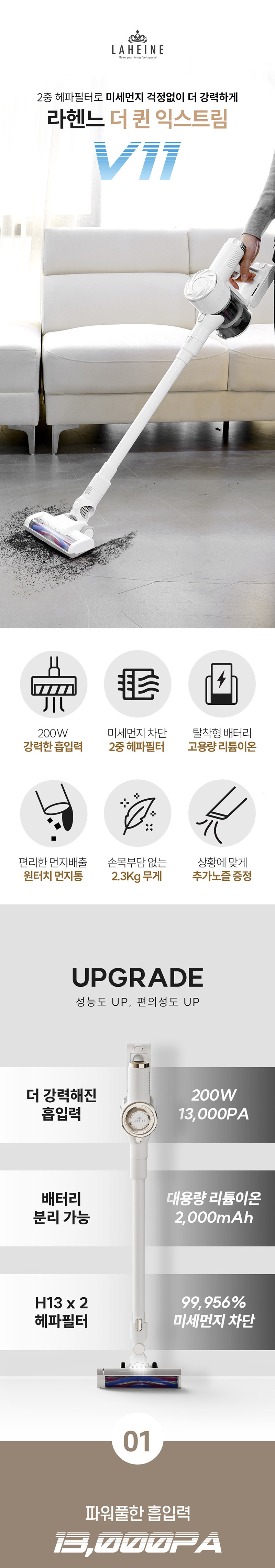라헨느 더 퀸 익스트림 V11 무선청소기 LHN-V8200W 상세이미지
