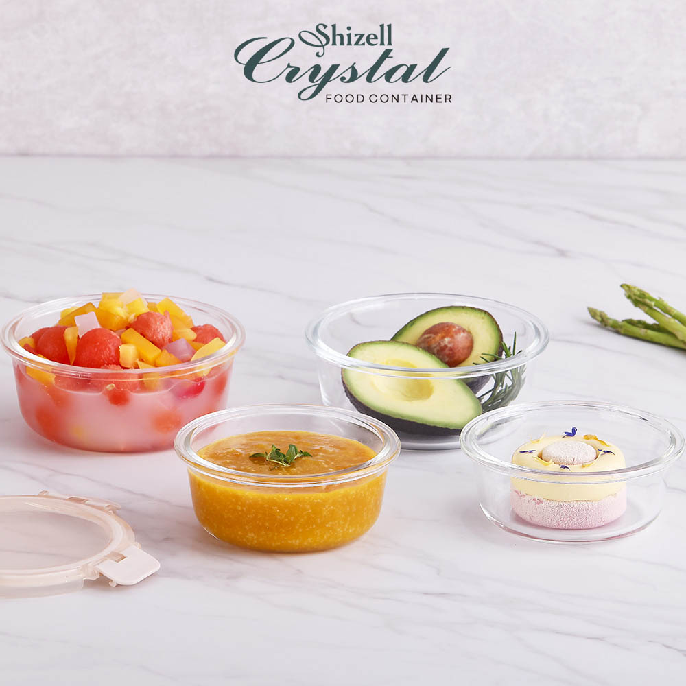 쉬젤 크리스탈 내열밀폐용기 원형4종세트 (원형400ml*2ea+620ml*2ea) 상세이미지