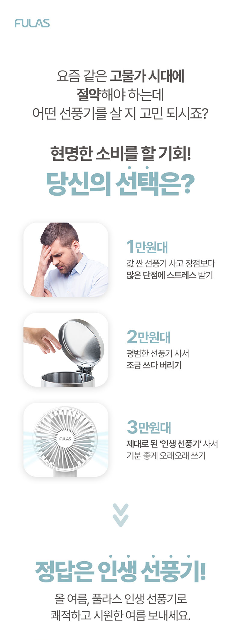 플라스 5단 휴대용 선풍기 미니선풍기 폴더블 대용량 화이트 FL-PF4000 상세이미지